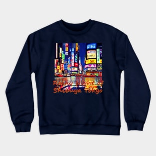 Japan Rainy Night of Shibuya Tokyo by Kana Kanjin Crewneck Sweatshirt